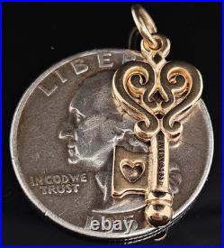 14K Gold JAMES AVERY KEY TO MY HEART Charm Pendant Love 585 Uncut Ring