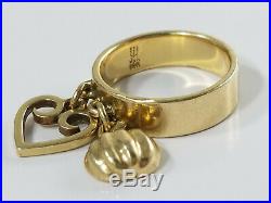 14K Gold James Avery HEART & PUMPKIN DANGLE CHARM Ring Size 3 1/2 Retired
