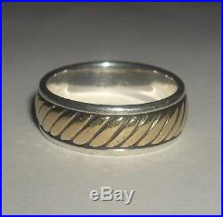14K Gold & Sterling Silver James Avery Fluted Wedding Band Ring $295 Size 10