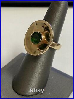 14K James Avery Disc Ring with Green Stone Sz 7.16.03 grams