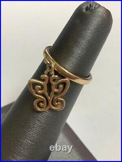 14K James Avery Ring with Dangle Open Butterfly Sz 3.75 2mm 2.77gms