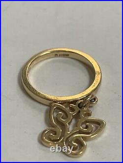 14K James Avery Ring with Dangle Open Butterfly Sz 3.75 2mm 2.77gms