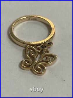 14K James Avery Ring with Dangle Open Butterfly Sz 3.75 2mm 2.77gms