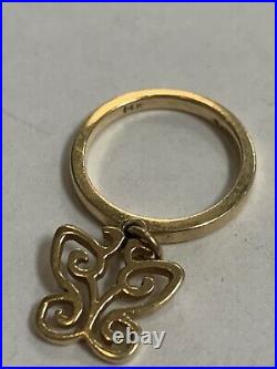 14K James Avery Ring with Dangle Open Butterfly Sz 3.75 2mm 2.77gms