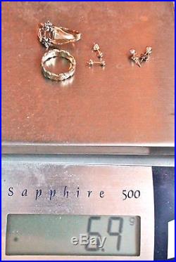 14k Gold James Avery Flower Ring Wear / Scrap Also 2 Earrings & 1 Ring 6.9 grams