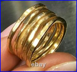 14k Yellow Gold JAMES AVERY STACKED Multi-Band Hammered Ring. 8.3g b450 10 20