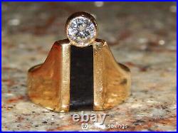 14k Yellow Gold James Avery 1.00 Tcw Diamond Solitaire + Onyx Modernist Ring