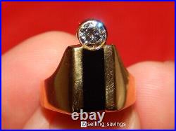 14k Yellow Gold James Avery 1.00 Tcw Diamond Solitaire + Onyx Modernist Ring