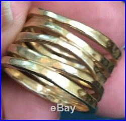 14k Yellow Gold James Avery Stacked Ring. Hammered Wide Cigar Band. Heavy 8.6g