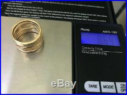 14k Yellow Gold James Avery Stacked Ring. Hammered Wide Cigar Band. Heavy 8.6g