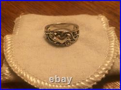 1980s James Avery Sterling Silver Heart & Vine Flowers Ring size 6