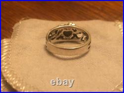 1980s James Avery Sterling Silver Heart & Vine Flowers Ring size 6
