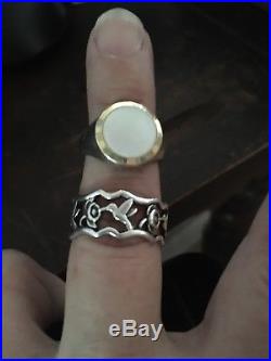 2 Ring Lot! James Avery Hummingbird & Tiffany Mother of Pearl Signet