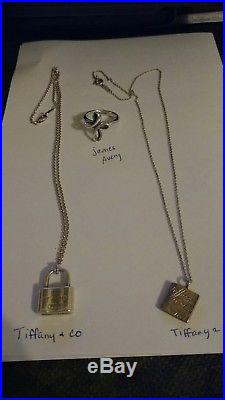 2 Tiffany&Co. Sterling Silver Lock & charm withTiffany Chain-also James Avery ring