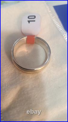 925/14k James Avery Narrow Hammered Simplicity Wedding Ring Size 10 (MSRP $320)