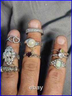 925 Sterling Silver Mixed Jewelry Lot Rings, James Avery Pin, Cameo Pendant/pin