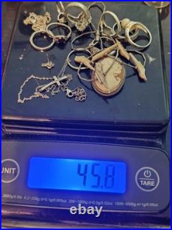 925 Sterling Silver Mixed Jewelry Lot Rings, James Avery Pin, Cameo Pendant/pin
