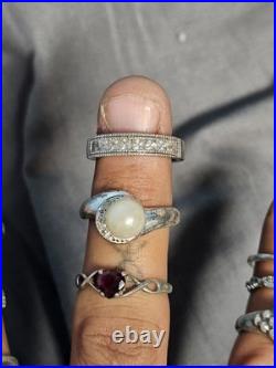 925 Sterling Silver Mixed Jewelry Lot Rings, James Avery Pin, Cameo Pendant/pin