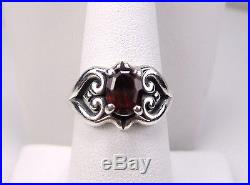 Amazing 3pc James Avery Ster Garnet Scrolled Heart Ring & Earrings Size 7 #3321