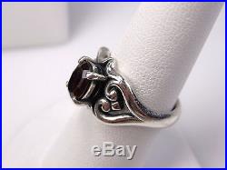 Amazing 3pc James Avery Ster Garnet Scrolled Heart Ring & Earrings Size 7 #3321
