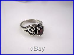 Amazing 3pc James Avery Ster Garnet Scrolled Heart Ring & Earrings Size 7 #3321