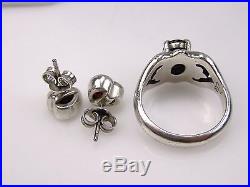 Amazing 3pc James Avery Ster Garnet Scrolled Heart Ring & Earrings Size 7 #3321