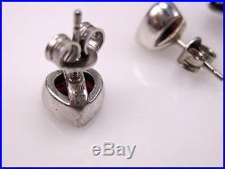 Amazing 3pc James Avery Ster Garnet Scrolled Heart Ring & Earrings Size 7 #3321