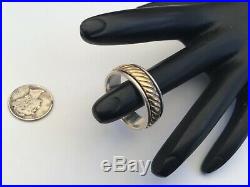 Awesome James Avery Sterling Silver & 14k Gold Rope Mens Band Ring, Sz 12.5
