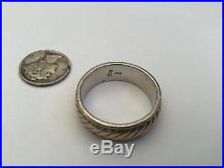 Awesome James Avery Sterling Silver & 14k Gold Rope Mens Band Ring, Sz 12.5