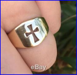Beautiful James Avery 14k Yellow Gold Wide Crosslet Ring Size 10 1/4