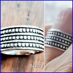 Beautiful James Avery Retired WIDE Triple Row Beaded Dotted Ring Size 7.5