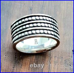 Beautiful James Avery Retired WIDE Triple Row Beaded Dotted Ring Size 7.5