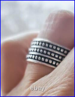 Beautiful James Avery Retired WIDE Triple Row Beaded Dotted Ring Size 7.5