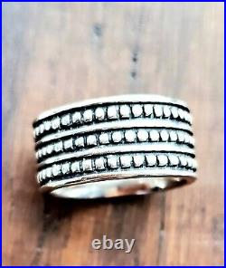 Beautiful James Avery Retired WIDE Triple Row Beaded Dotted Ring Size 7.5