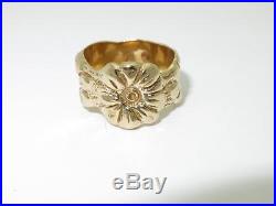 Estate James Avery 14k Yellow Gold 3 Flower Wide Band Ring 585 sz 5 1/2