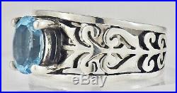 Estate James Avery Sterling Silver Adoree Ring With Blue Topaz Size 8