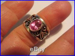 Exquisite Retired James Avery Lab Created Pink Saphire Scroll&leaves Ring-size 8