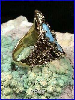 Finest! James Avery 14K Gold, Diamonds & Turquoise Retired Ring, 13.5g