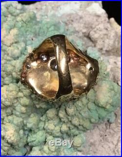 Finest! James Avery 14K Gold, Diamonds & Turquoise Retired Ring, 13.5g