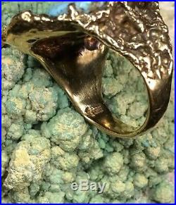 Finest! James Avery 14K Gold, Diamonds & Turquoise Retired Ring, 13.5g