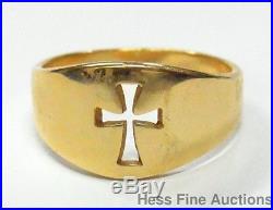 Genuine James Avery 14k Gold Christian Cross Wide Cigar Band Mens Ring Sz 10.25