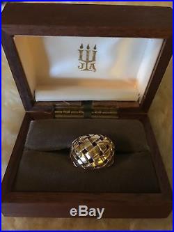 Gorgeous James Avery 14K gold Basketweave ring-Large & Heavy + Wooden JA Box