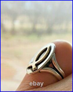 Gorgeous James Avery 14kt Gold Icthus Fish. 925 Oval Ring in Orig. Box