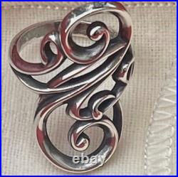 HTF VTG Retired James Avery Long Electra Swirl Ring. 925 Sterling Silver Size 8