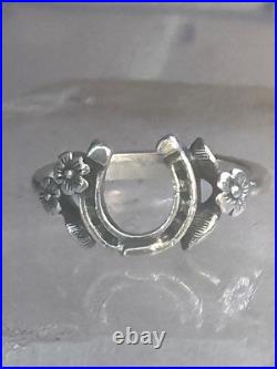 Horseshoe Ring James Avery leaves Good Luck band size 4 pinky sterling silver wo