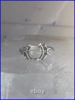 Horseshoe Ring James Avery leaves Good Luck band size 4 pinky sterling silver wo