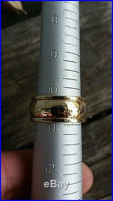 James Avery 14ky Gold Hammered Finish Ring 10.3mm Wide Size 10.5