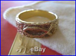 JAMES AVERY 14K GOLD RAISED ICHTHUS FISH TEXTURED RING, SIZE 10