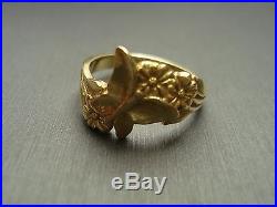 JAMES AVERY 14K GOLD RETIRED BUTTERFLY With FLOWERS RING #W77