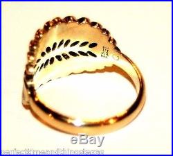 JAMES AVERY 14K GOLD RETIRED MIMOSA RING 5/8 wide Size 8.5 w JA Box